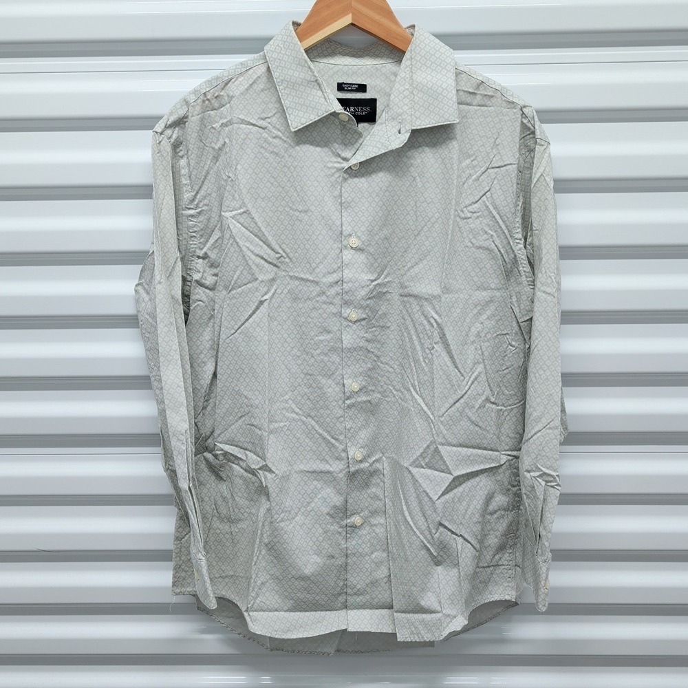 Awearness Kenneth Cole Shirt 17 32/33 Mens Slim Fit Grey Geometric Button Down — photo 2